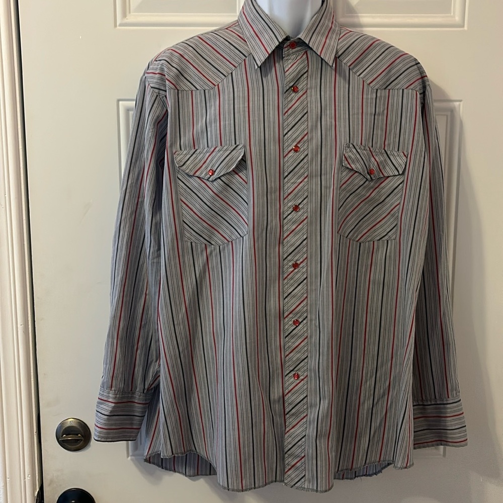 Vintage Rustler rare red pearl snap western button down shirt
